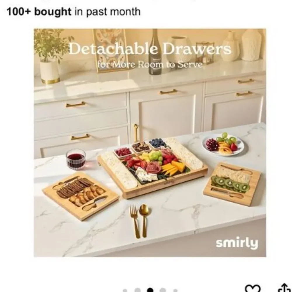 Large bamboo charcuterie board set with accessories